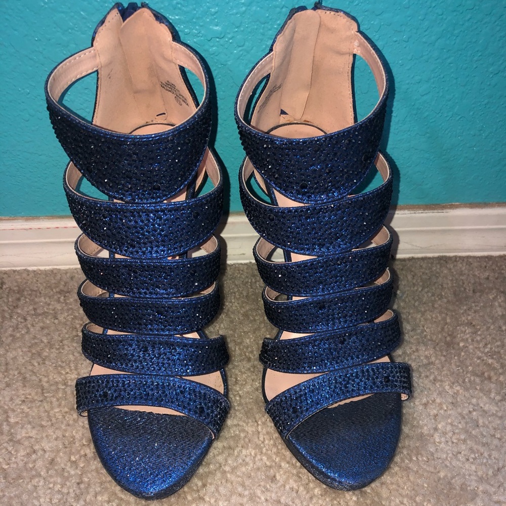 De Blossoms Collection Blue Stiletto Heels 7 1/2 - Picture 2 of 6